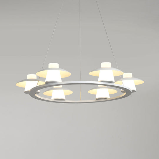 Modernist Mushroom Acrylic Chandelier Pendant with 6/8-Head LED Ceiling Lamp - White, Warm/White Light