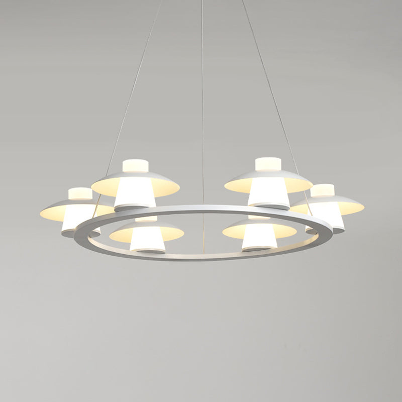 Mushroom Acrylic Chandelier Pendant - White Led Ceiling Lamp With Warm/White Light 6/8-Head