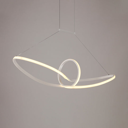 Minimalist White Knot Ceiling Pendant LED Chandelier Lamp - Slim, Acrylic, Warm/White/Natural Light