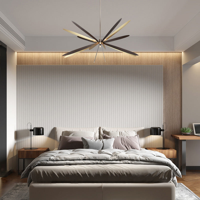 Modern Black & Gold Dragonfly Chandelier - 6-Light Metal Pendant Ceiling Fixture