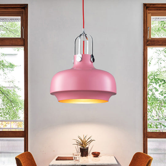 Modern Barn Metal Hanging Ceiling Light - 10/14 Wide Pendant Lighting Fixture In White/Pink Pink /