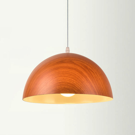 Dome Pendant Light Fixture - Minimalist Metal, 1 Light, Red Brown/Ivory, 12"/14"/16" Wide - Ideal for Dining Room