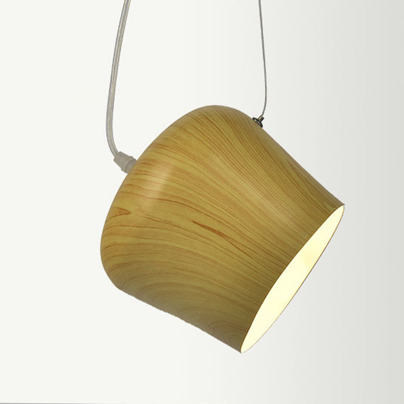 Modern Dome Shaped Hanging Lamp - 1 Light Pendant Lighting for Dining Room - Dark Wood Finish