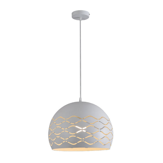 Minimalist White Metal Pendant Ceiling Light With Domed Shape