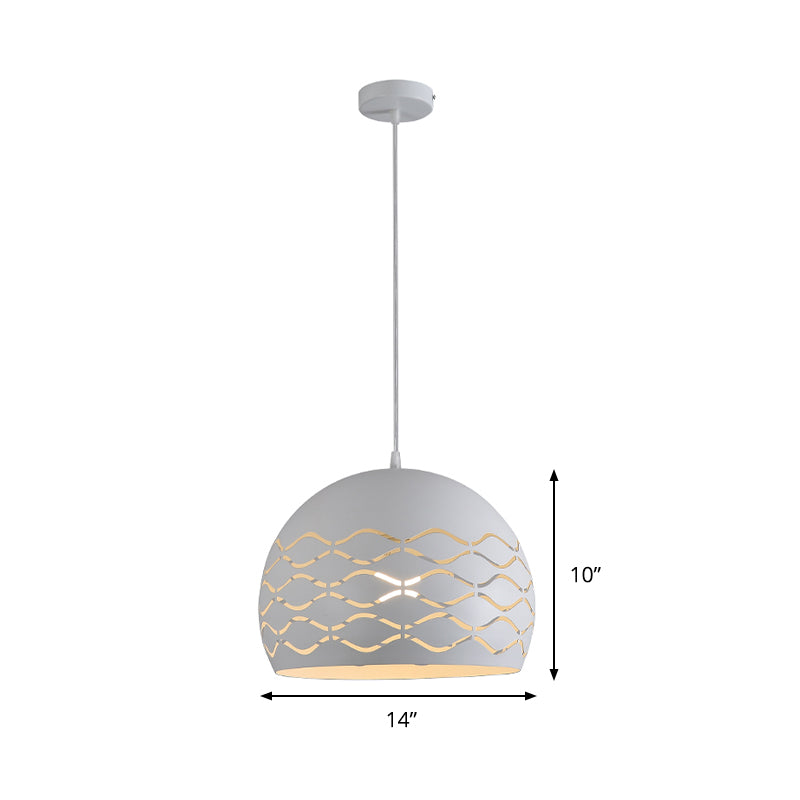 Minimalist Metal Dome Pendant Ceiling Light - 1 Light Suspension Lamp in White