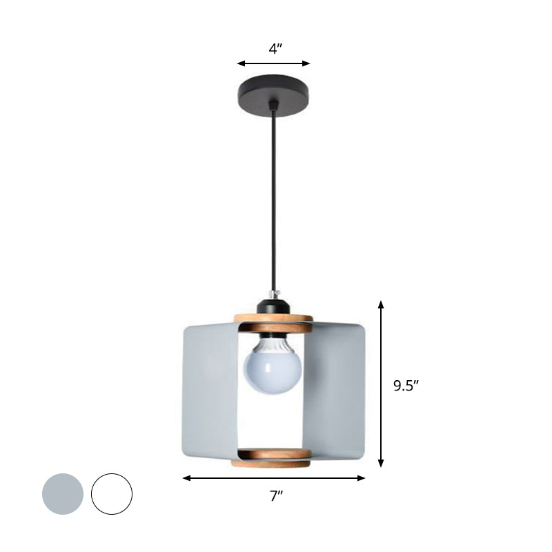 Metal Drop Pendant - Contemporary 1 Light Grey/White Dining Room Hanging Fixture