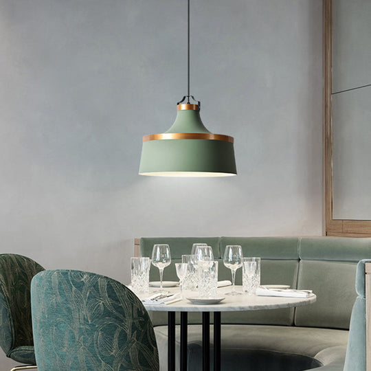 Minimalist Drum Pendant Light In Grey/White/Blue - Perfect For Dining Room Green