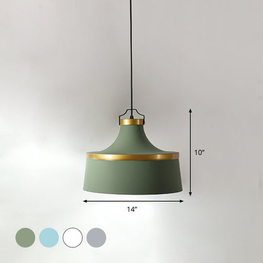 Minimalist Drum Pendant Light In Grey/White/Blue - Perfect For Dining Room