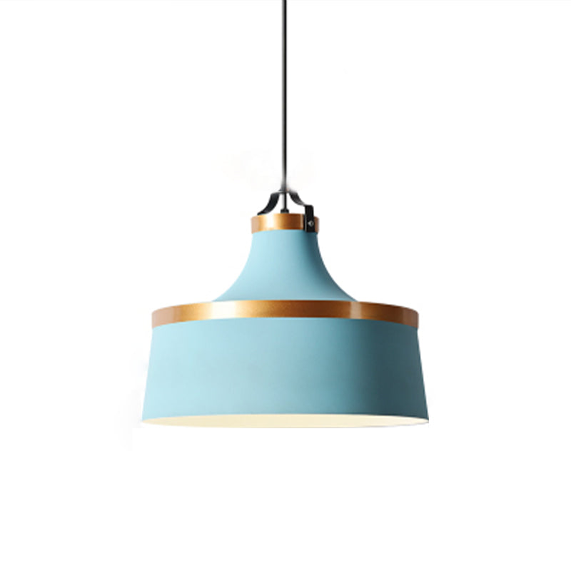 Modern Drum Metal Pendant Light in Grey/White/Blue - Ideal for Dining Room