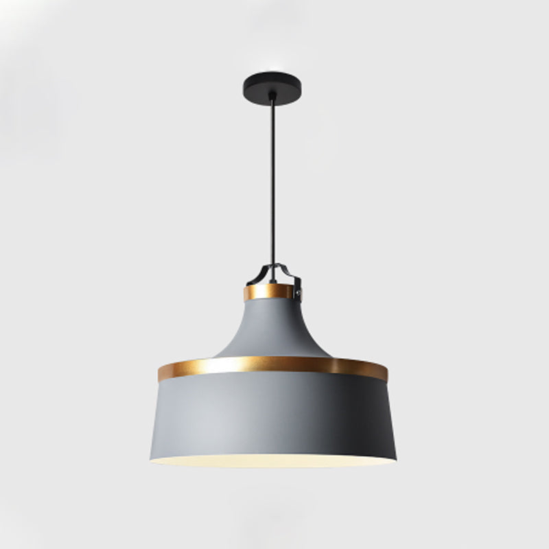 Minimalist Drum Pendant Light In Grey/White/Blue - Perfect For Dining Room