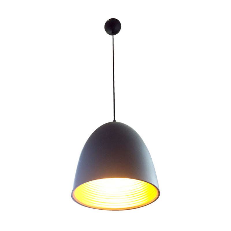 Sleek Black Domed Pendant Light – Minimalist Metal Hanging Lamp Kit for Restaurants