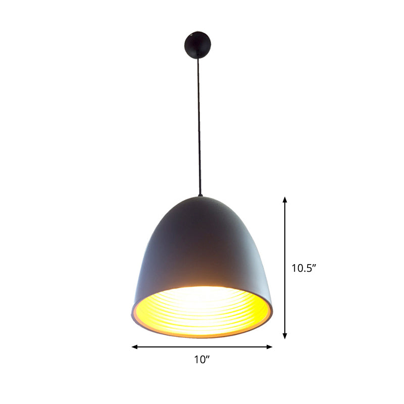 Minimalist Black Metal Domed Pendant Light For Restaurants 1-Light Hanging Lamp Kit