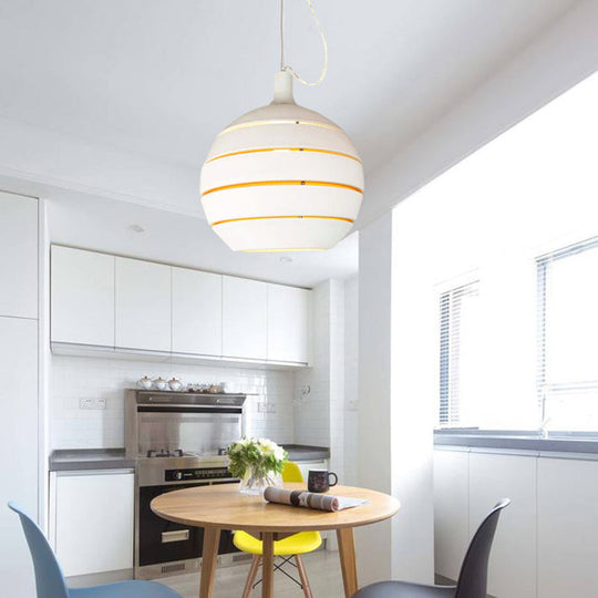 Contemporary White Globe Drop Pendant Light for Dining Room