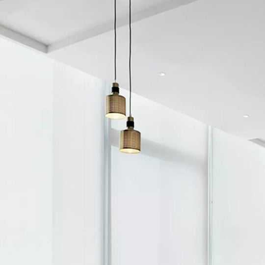 Contemporary Black and Gold Cylinder Pendant Light - Modern Hanging Lamp