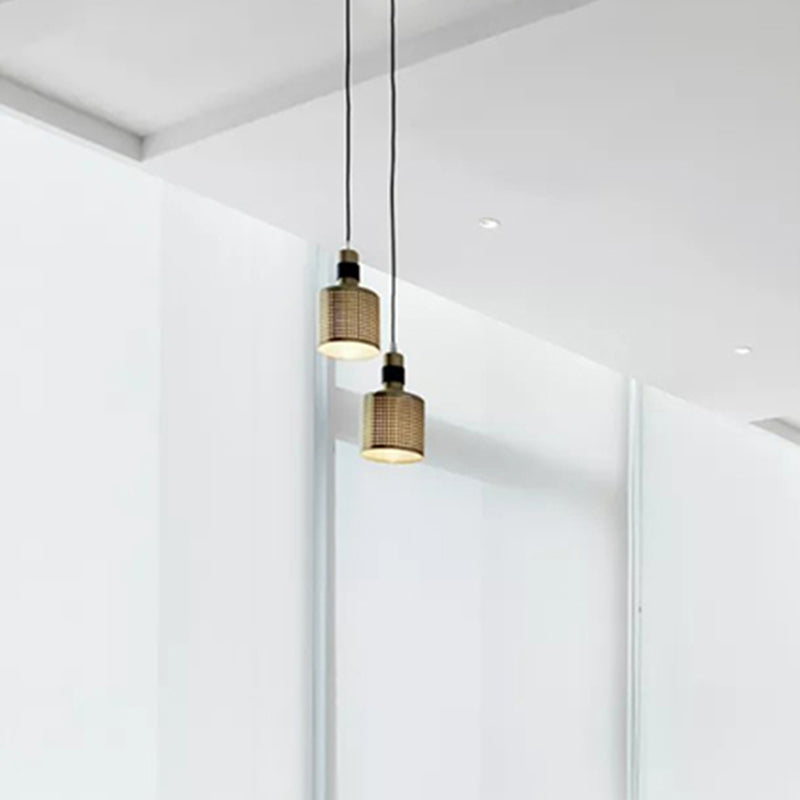 Contemporary Cylinder Metal Pendant Light - 1 Black And Gold Suspension Lamp Black-Gold