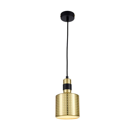 Contemporary Black and Gold Cylinder Pendant Light - Modern Hanging Lamp