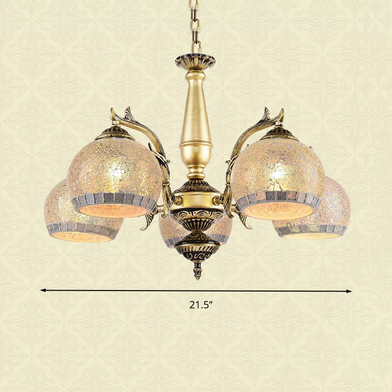 Baroque Brass Globe Chandelier with Frosted Glass & 3/5/11 Lights