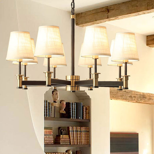 Contemporary 6/8-Light Fabric Barrel Pendant Chandelier - White Hanging Light for Living Room