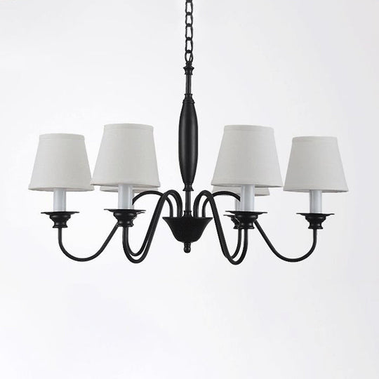 Modern White Chandelier with 6-Light Fabric Suspension - Perfect for Dining Room