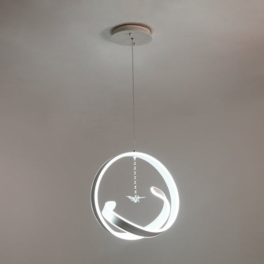 Minimalistic Twist Hanging LED Chandelier Pendant Light - Simple Style Acrylic, Warm/White Light
