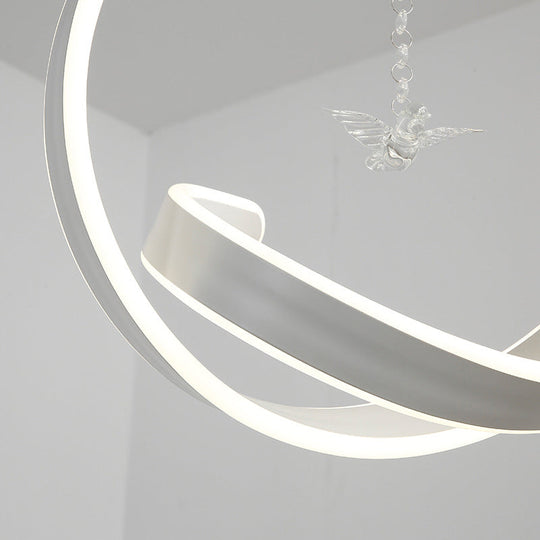 Minimalistic Twist Hanging LED Chandelier Pendant Light - Simple Style Acrylic, Warm/White Light