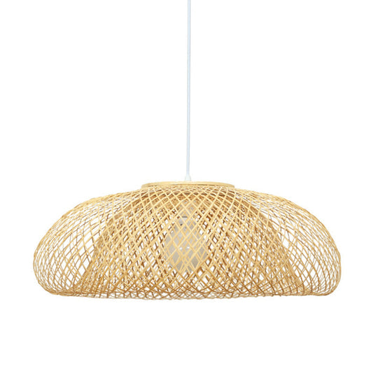 Bamboo Bowl Ceiling Pendant Light - Modern Style Hanging Lamp (16.5/20.5/24.5 Width) In Beige For