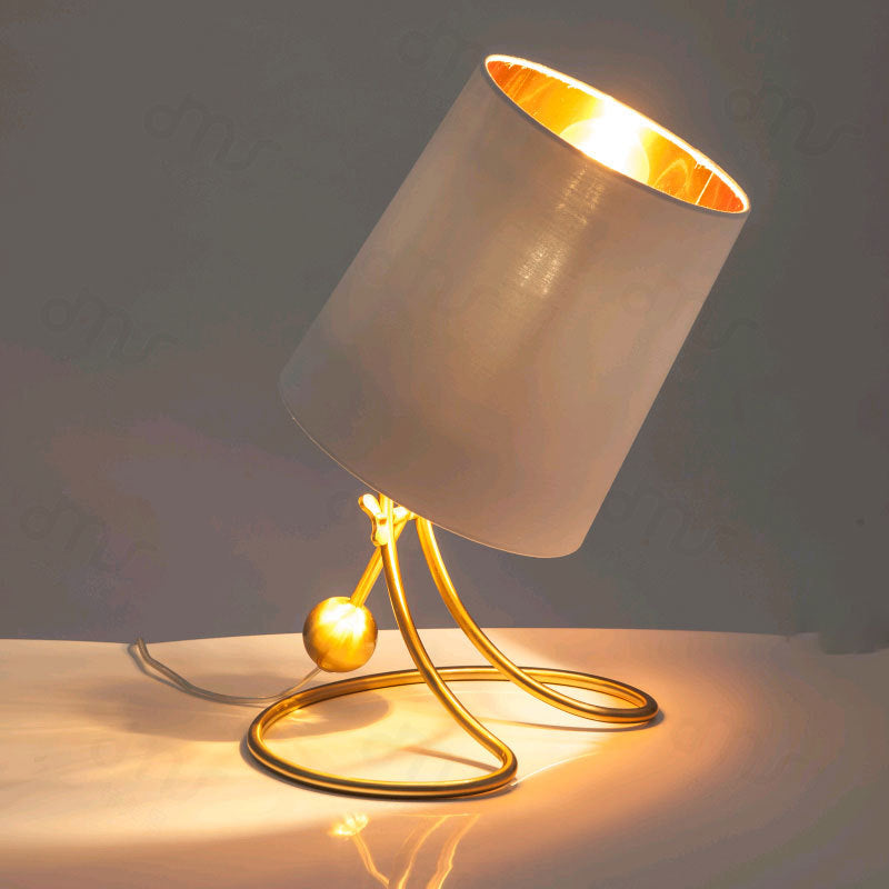 Gold Metallic Barrel Task Lamp - Contemporary Bedside Desk Lighting With 1 Light