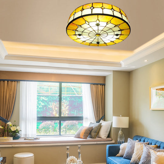 Tiffany-Style Ceiling Light For Bedroom With Jewel Decoration Yellow / 12