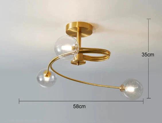 Nordic Creative Rotate Bedroom Room Lamp Copper Ceiling 3 Transparent Color / Without Bulb