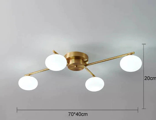 Nordic Wind Pentagon Living Room Bedroom Lamp Copper Ceiling 4 Milky White / Without Light Bulbs
