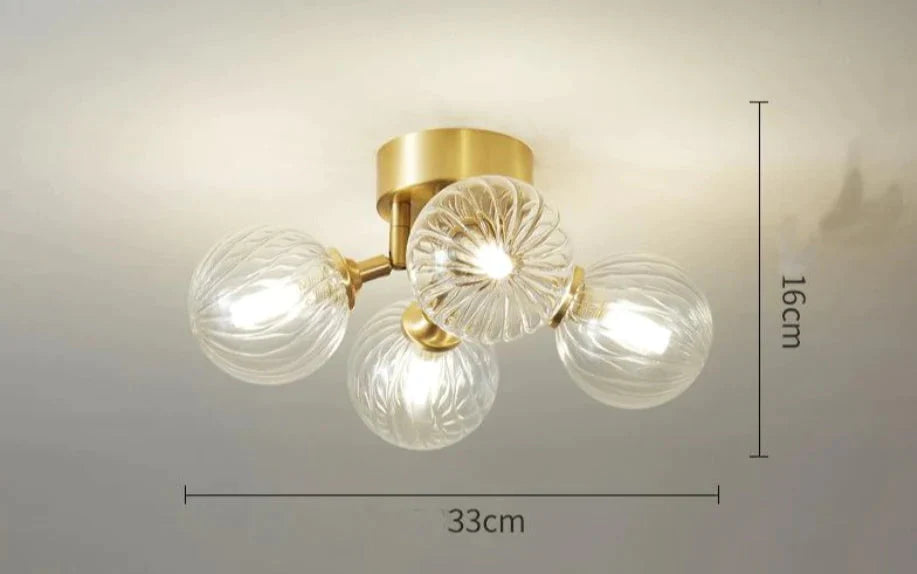 Nordic Copper Creative Modern Bedroom Ceiling Lamp 4 Heads / White Light