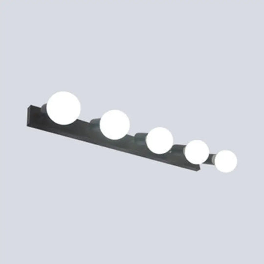 3/4-Head Bedroom Vanity Wall Sconce In Simple Metal Finish With Exposed Bulb - Black/White 5 / Black