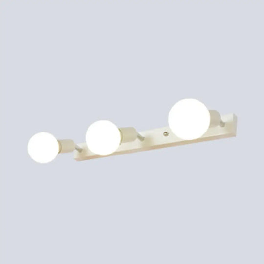 3/4-Head Bedroom Vanity Wall Sconce In Simple Metal Finish With Exposed Bulb - Black/White 3 / White