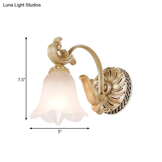 3-Head Colonial Style Gold Opal Glass Wall Mounted Bathroom Vanity Light Fixture