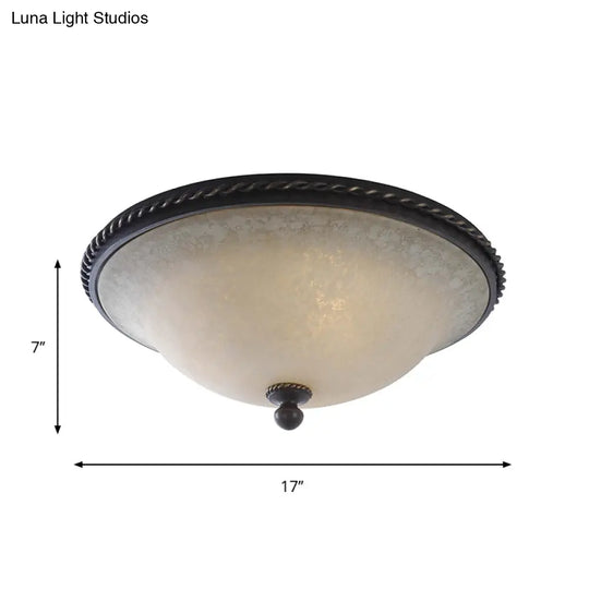 3 - Head Frosted Glass Dome Ceiling Light With Traditional Style And Black Flush Mount