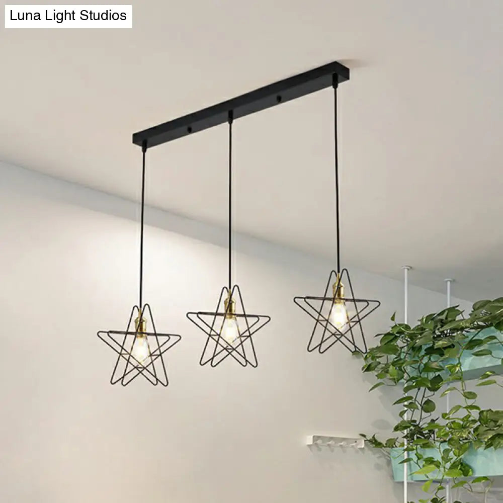 3-Head Nordic Metal Pendant Light - Wire Frame Cluster Ceiling Fixture For Dining Room