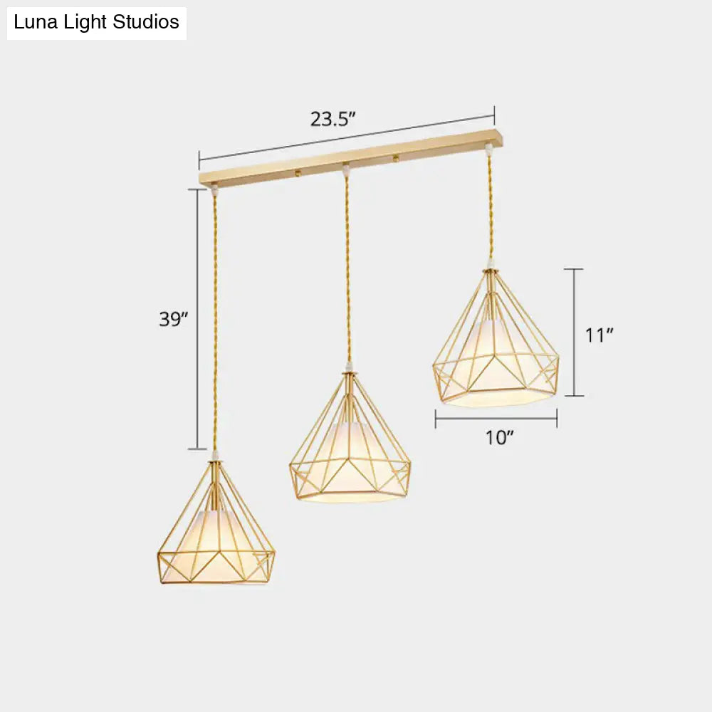 Nordic Metal Cluster Pendant Light With 3 Wire Frame Heads For Dining Room Ceiling Gold / B Linear