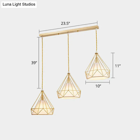 Nordic Metal Cluster Pendant Light With 3 Wire Frame Heads For Dining Room Ceiling Gold / B Linear