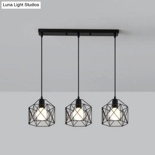 3-Light Birdcage Multi Pendant Industrial Metal Ceiling Lights For Restaurants