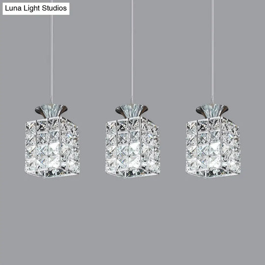 3-Light Crystal Island Pendant With Cutout Linear Design