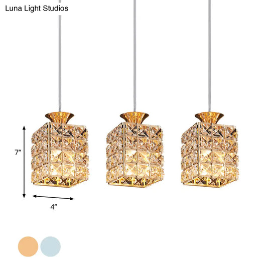 3-Light Crystal Island Pendant With Cutout Linear Design