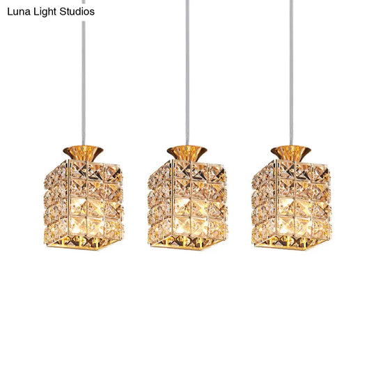 3-Light Crystal Island Pendant With Cutout Linear Design