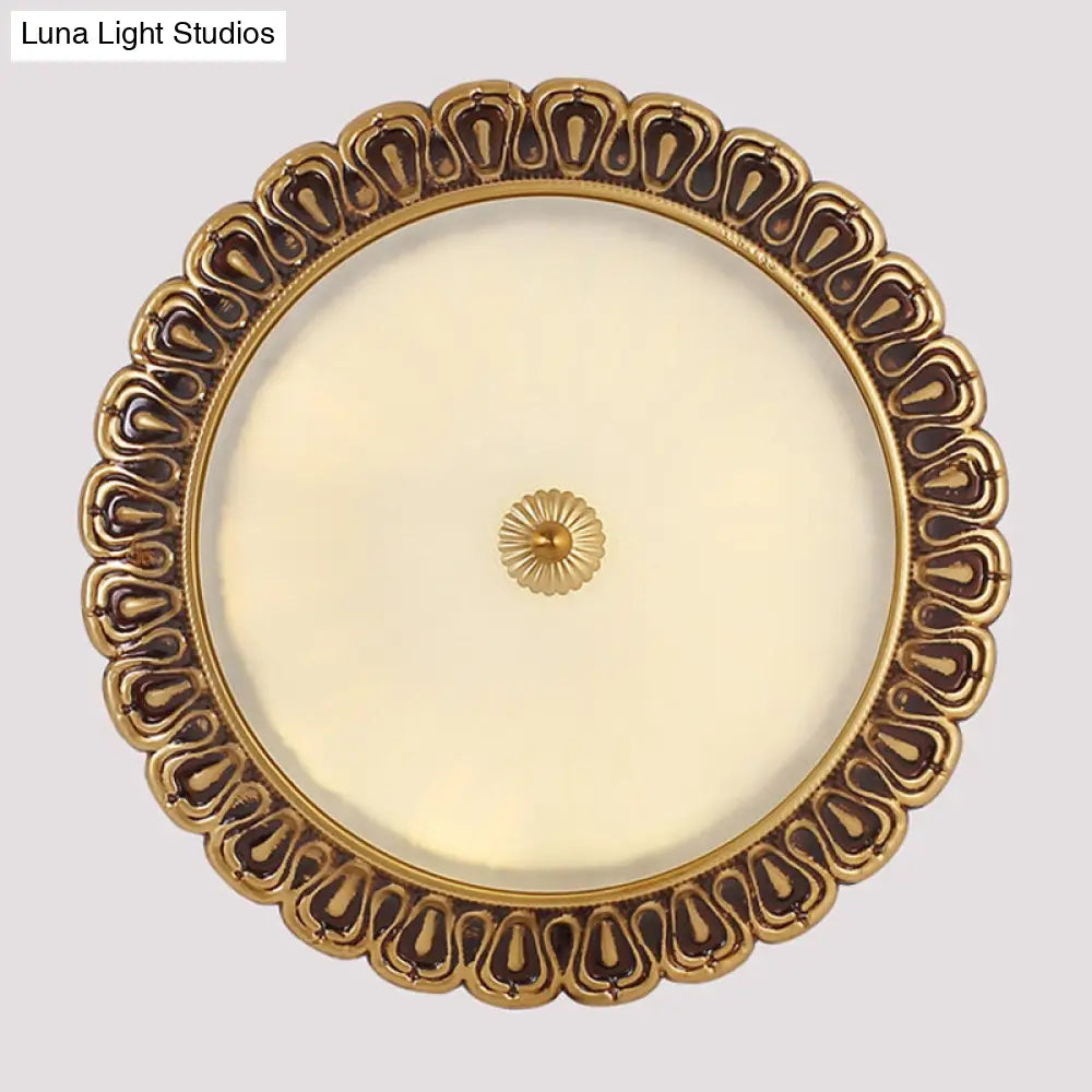 3-Light Frosted Glass Flush Ceiling Light - Colonial Dome Style Ideal For Bedroom Flushmount