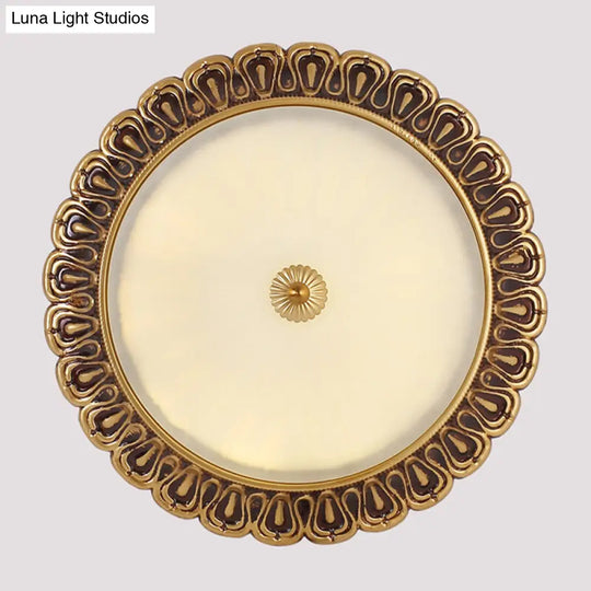 3-Light Frosted Glass Flush Ceiling Light - Colonial Dome Style Ideal For Bedroom Flushmount