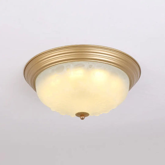 3 - Light Frosted Glass Flush Ceiling Light - Colonial Dome Style Ideal For Bedroom Flushmount