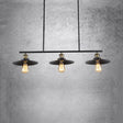3-Light Island Pendant With Vintage Black Metal Shade - Industrial Indoor Lighting