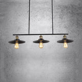3-Light Island Pendant With Vintage Black Metal Shade - Industrial Indoor Lighting