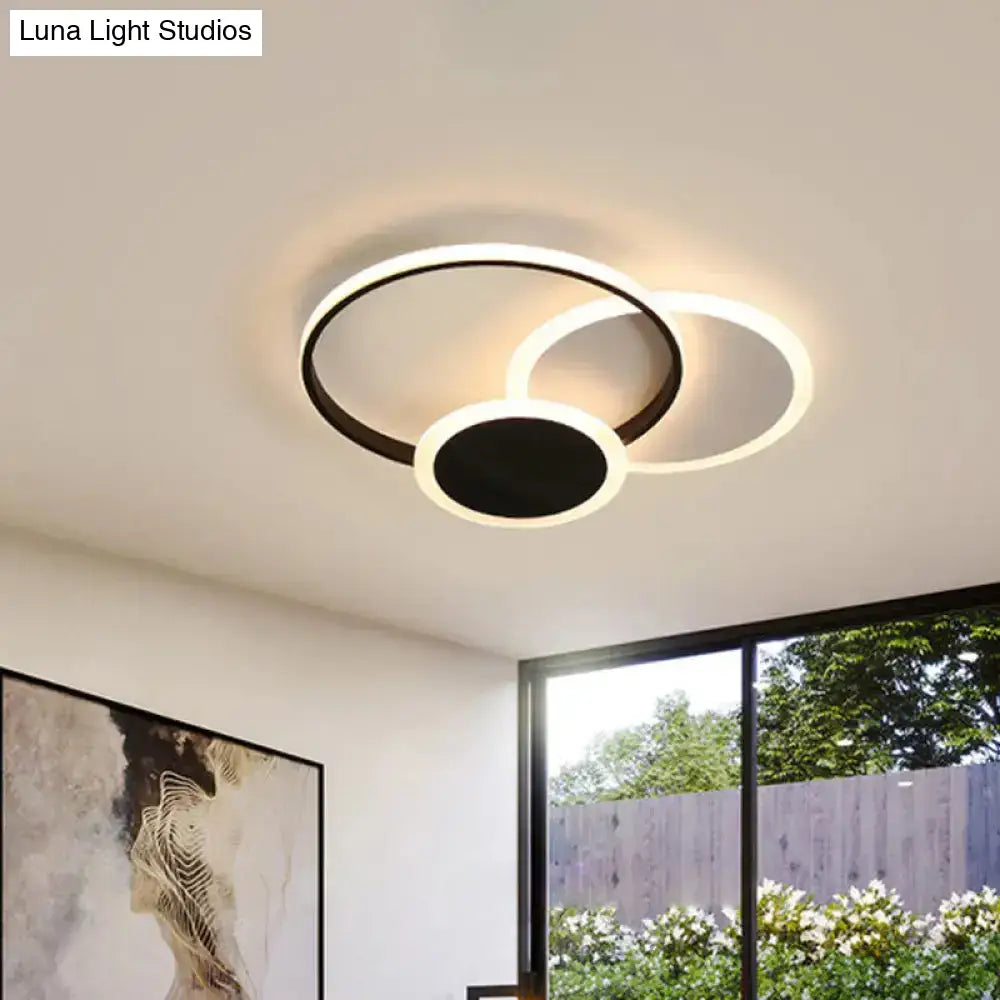 3-Tier Round Ceiling Fixture Nordic Aluminum Flush Mount Lamp In Warm Or White Light -