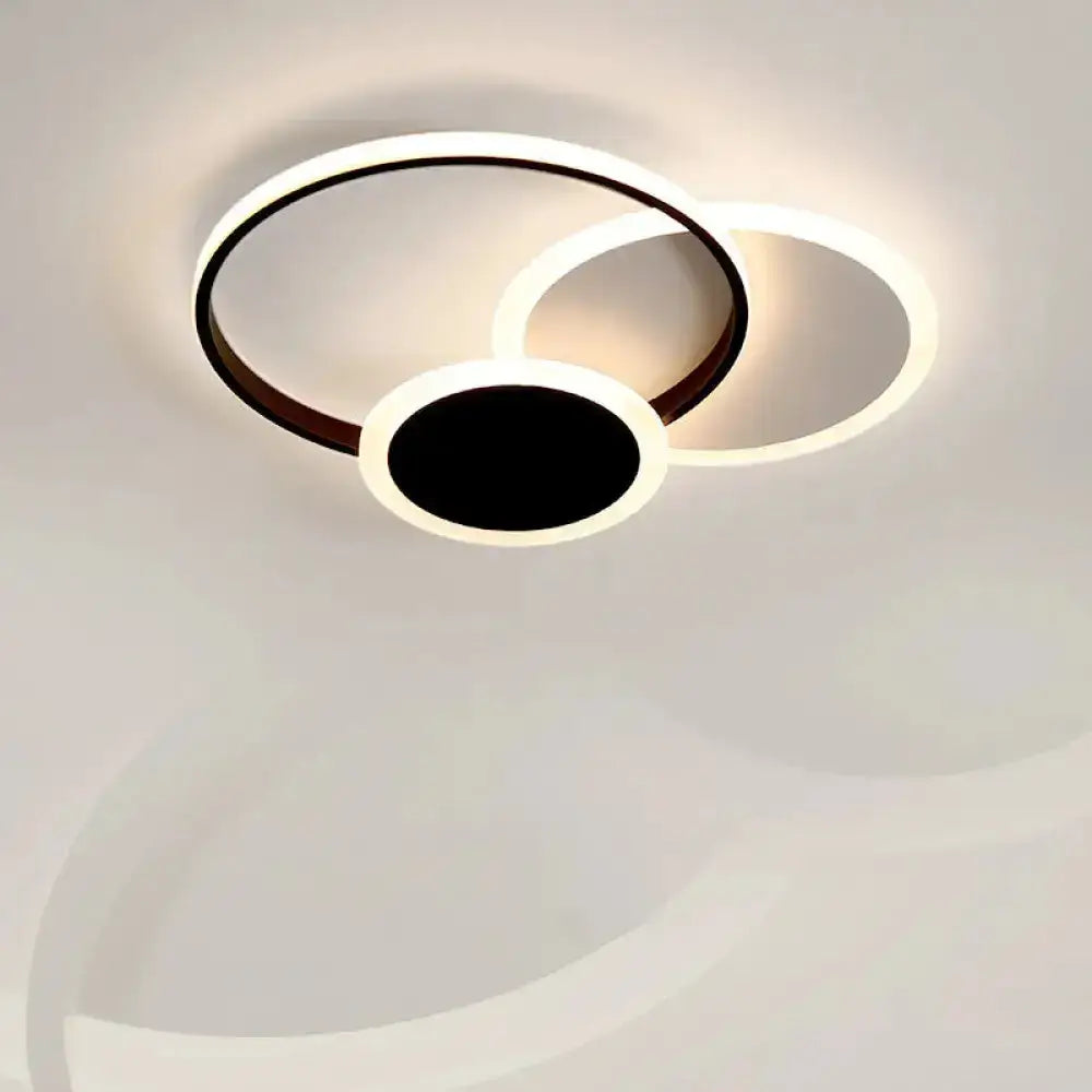 3-Tier Round Ceiling Fixture Nordic Aluminum Flush Mount Lamp In Warm Or White Light -