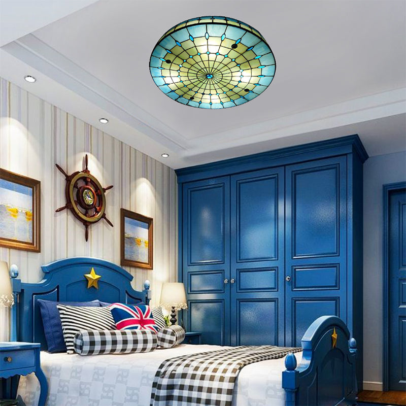Tiffany-Style Ceiling Light For Bedroom With Jewel Decoration Blue / 12